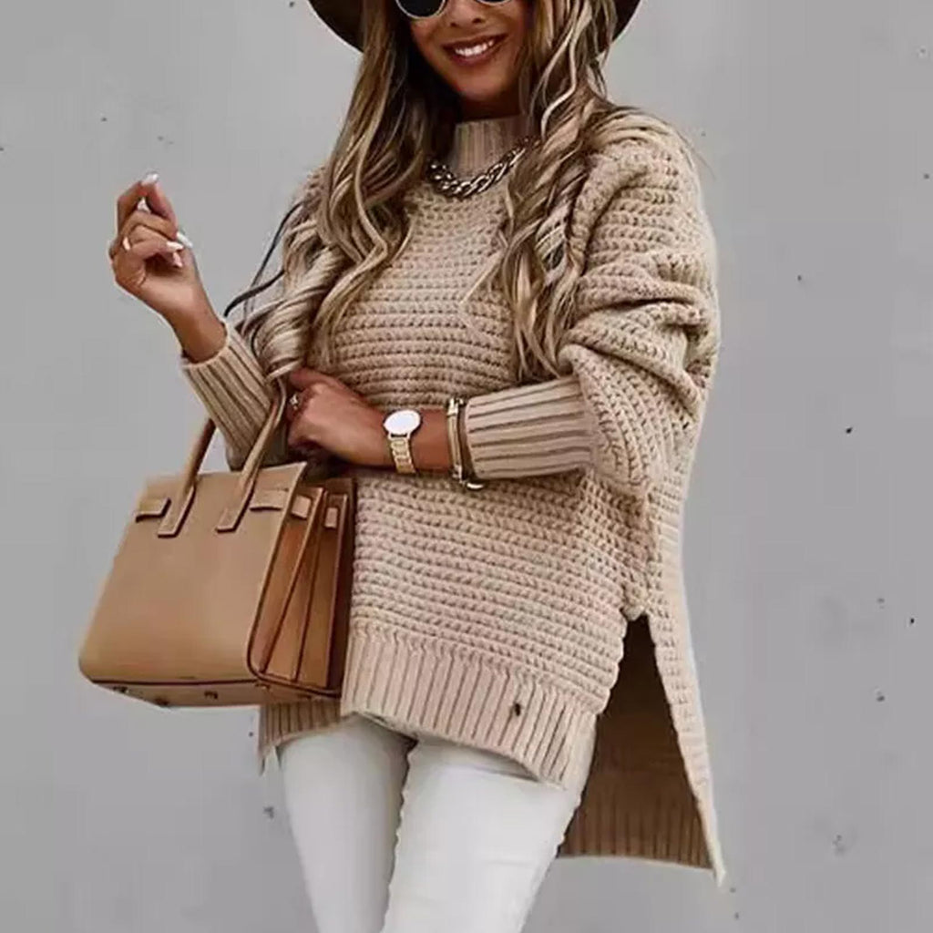 Women's round-neck button-up knitted sweater