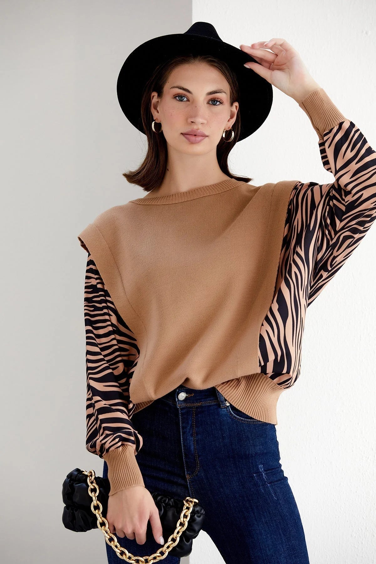 Exotic Safari Oversized Bat Sleeve Sweater - M/L
