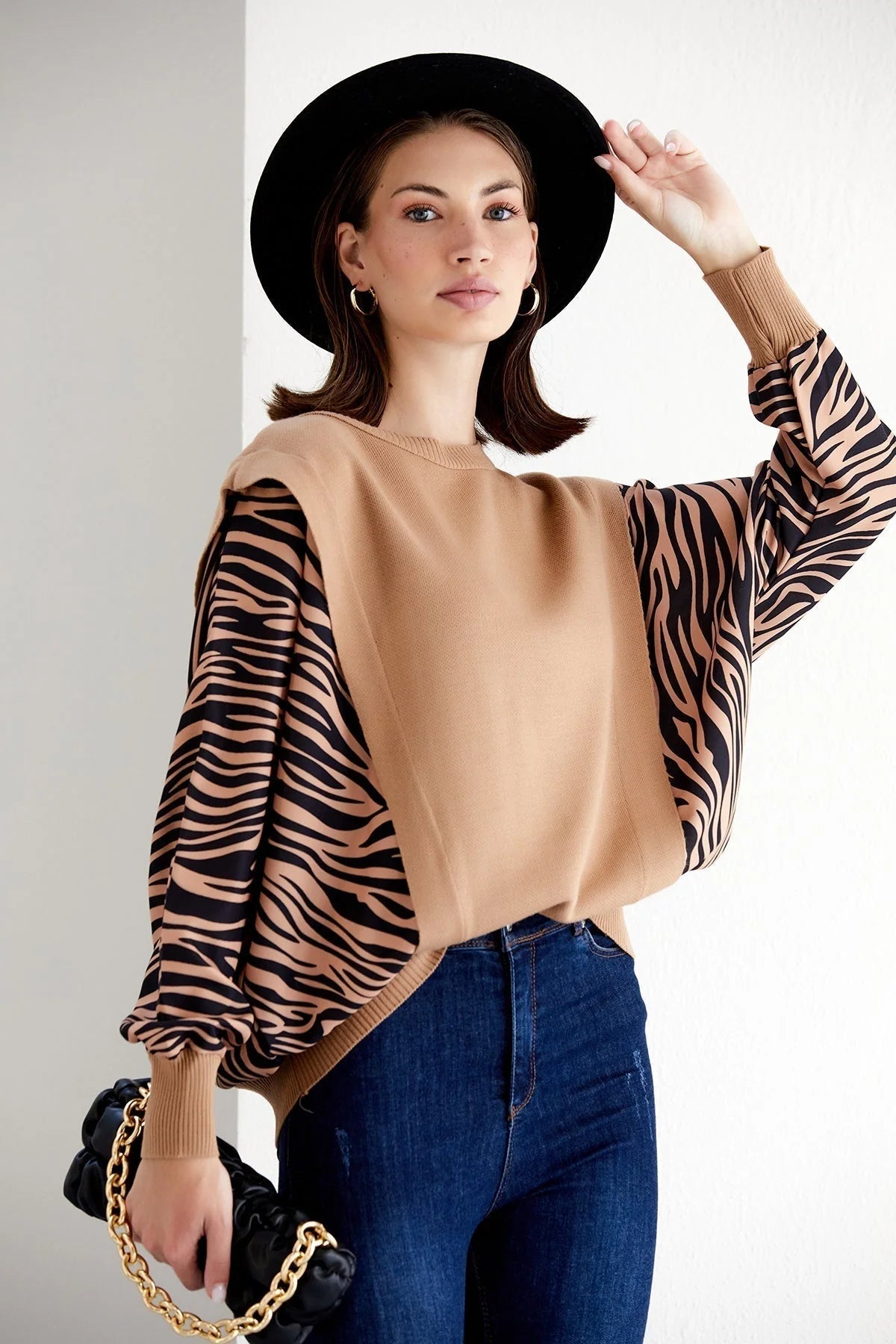 Exotic Safari Oversized Bat Sleeve Sweater - M/L