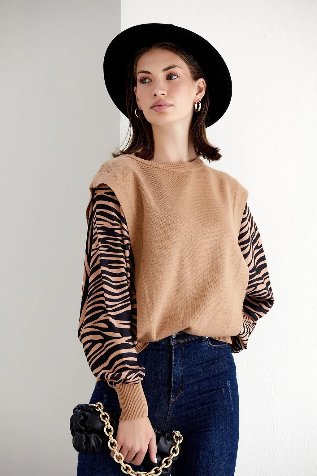 Exotic Safari Oversized Bat Sleeve Sweater - M/L