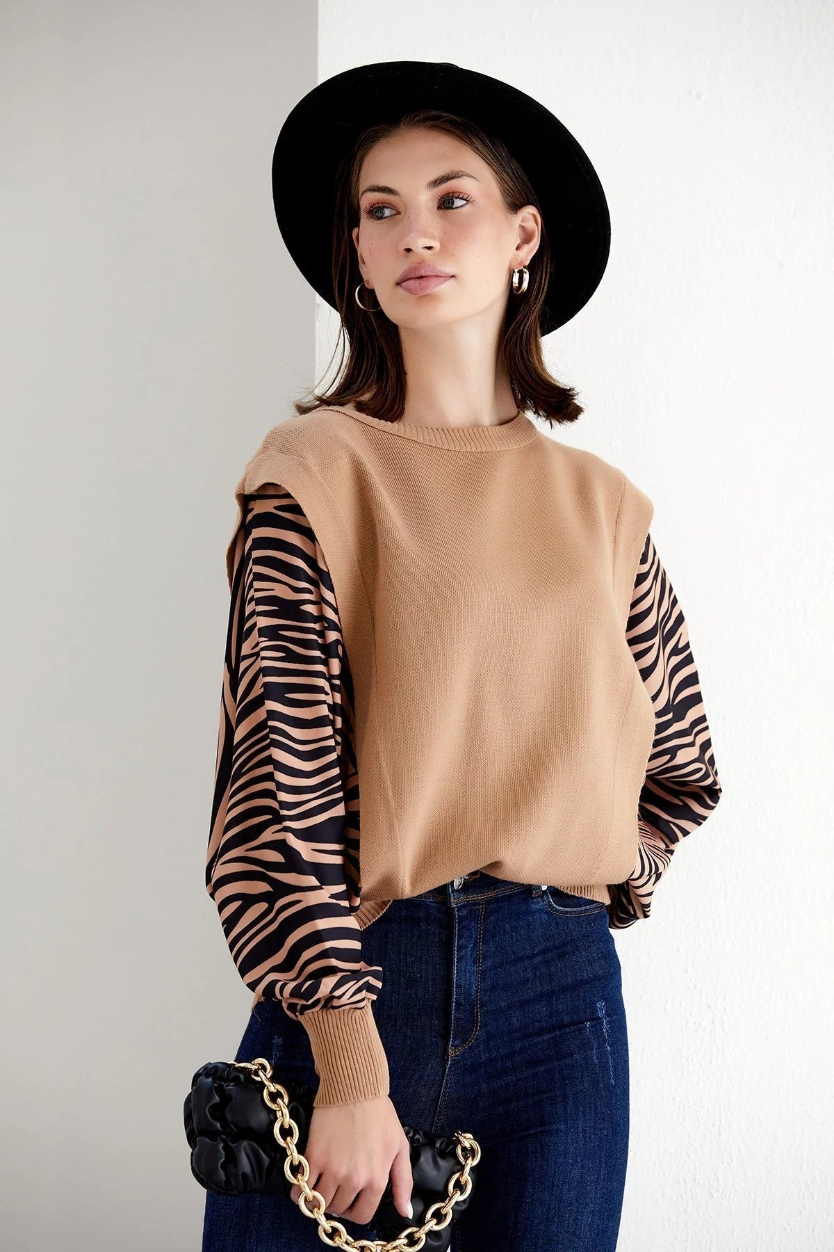 Exotic Safari Oversized Bat Sleeve Sweater - M/L