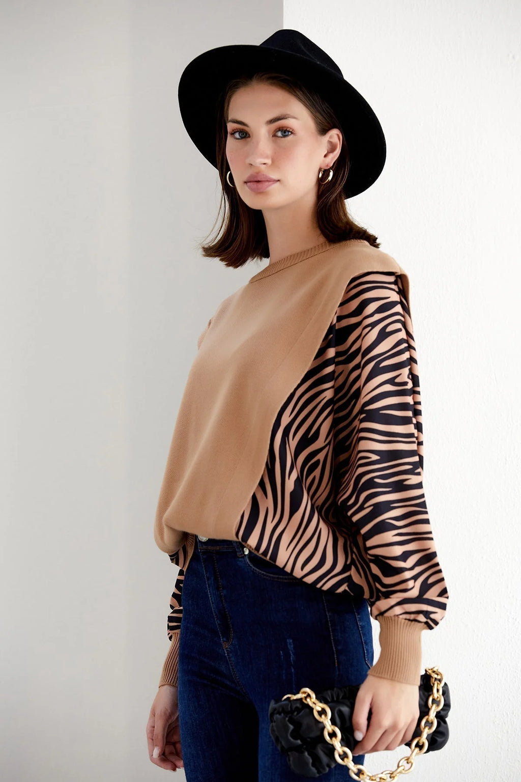Exotic Safari Oversized Bat Sleeve Sweater - M/L
