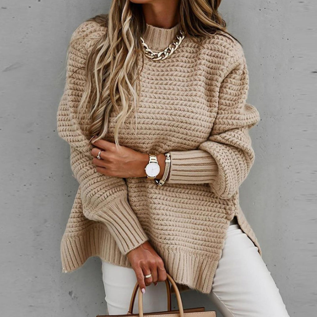 Women's round-neck button-up knitted sweater