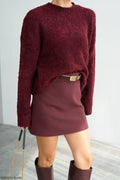 Bouclé Texture Knit Jumper - Deep Wine